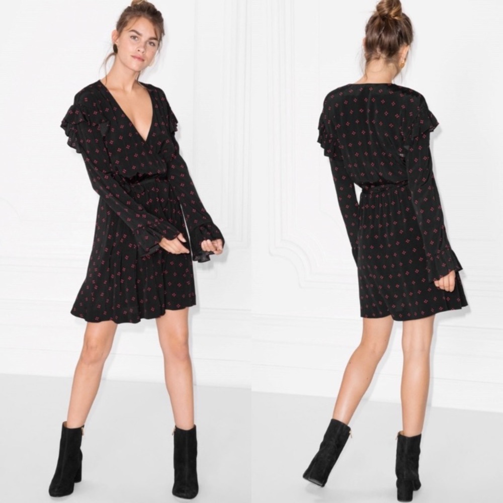 & Other Stories Frill Wrap Ruffled Dress